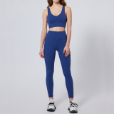 Plus size yoga suit for women, high-end tight sportswear, two-piece pocket fitness suit