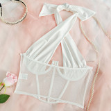 See-through Mesh Underwired Vest Halter Neck Corset