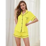 Summer Short Sleeve Cardigan and Shorts Pajamas