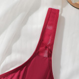 Women's Red Ultra-Thin Sexy Plus Size Minimizer Bra