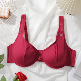Women's Red Ultra-Thin Sexy Plus Size Minimizer Bra