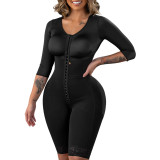 Women's Shapewear with Zipper Closure 3/4 Sleeves Butt Lifting Postpartum Bodysuit