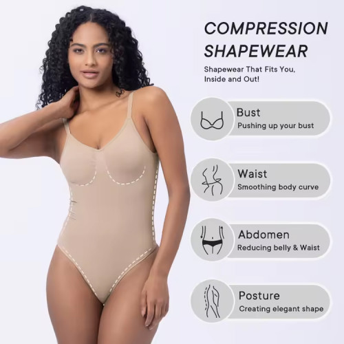 Women's Compression Bodysuit Shapewear: Bust Push Up Waist & Abdomen Control Posture Enhancement