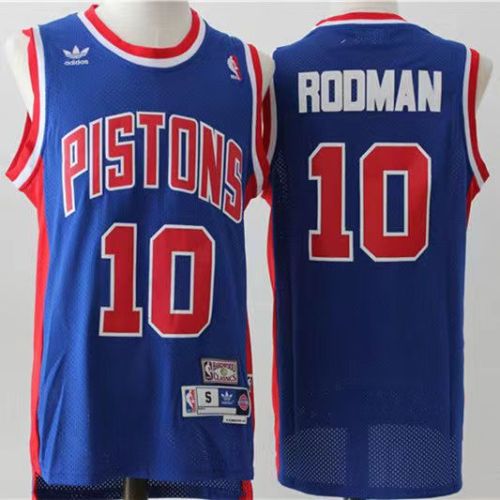 Detroit Pistons Dennis Rodman basketball jersey black blue