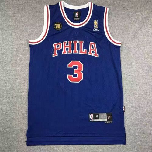 Vintage Philadelphia 76ers Sixers Allen Iverson basketball jersey blue