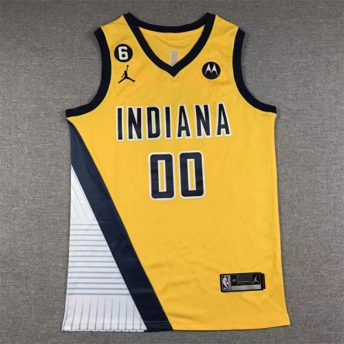 Vintage INDIANA PACERS #00 Bennedict Mathurin basketball jersey yellow