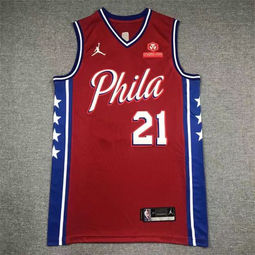 Vintage Philadelphia 76ers Sixers  Joel Embiid basketball jersey red