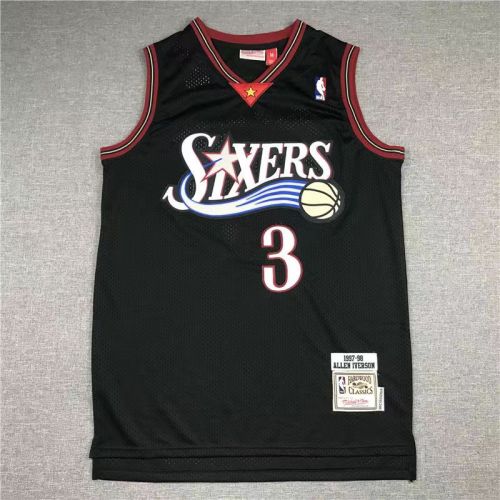Vintage Philadelphia 76ers Sixers Allen Iverson basketball jersey black