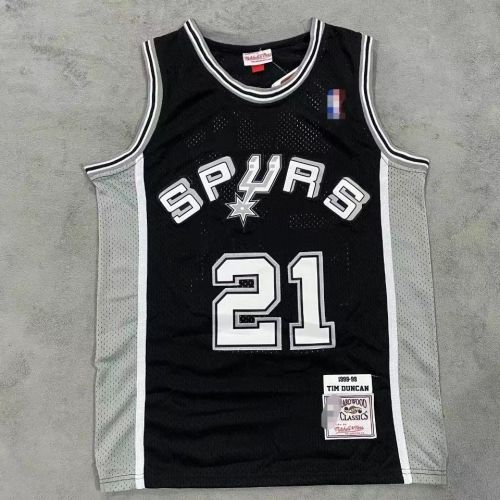San Antonio Spurs Tim Duncan basketball jersey black
