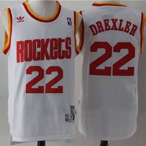 Vintage Houston Rockets #22 Clyde Drexler basketball jersey white
