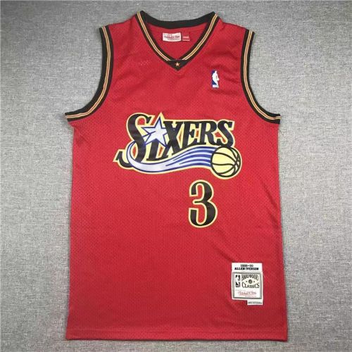 Vintage Philadelphia 76ers Sixers Allen Iverson basketball jersey red