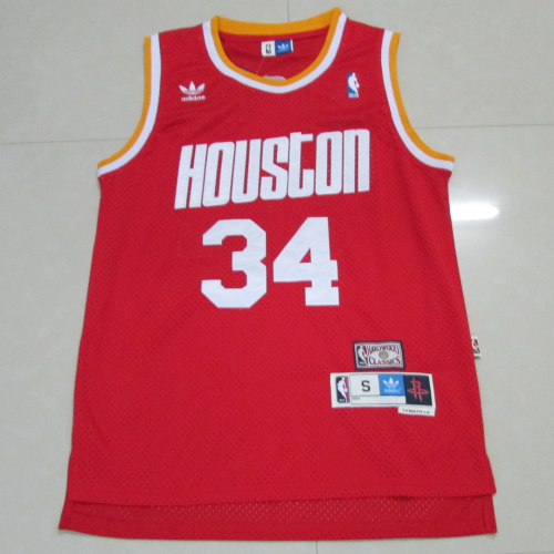 Vintage Houston Rockets #34 Hakeem Olajuwon basketball jersey red