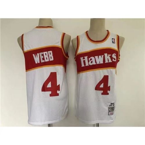Atlanta Hawks Spud Webb basketball jersey white