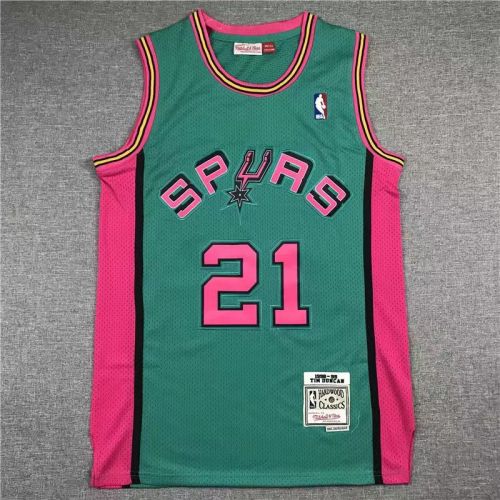 San Antonio Spurs  Tim Duncan basketball jersey green