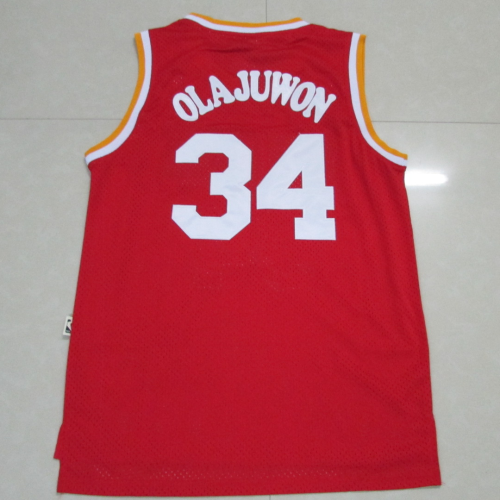 Vintage Houston Rockets #34 Hakeem Olajuwon basketball jersey red
