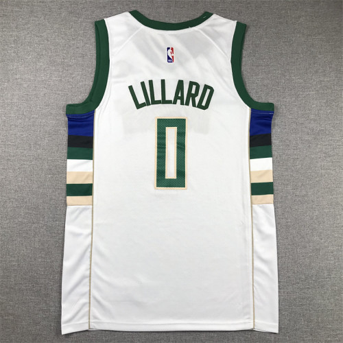 Milwaukee Bucks Damian Lillard basketball jersey white