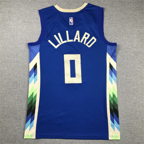 Milwaukee Bucks Damian Lillard basketball jersey Blue