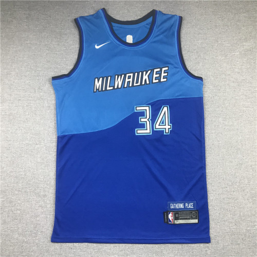 Milwaukee Bucks Giannis Antetokounmpo basketball jersey blue