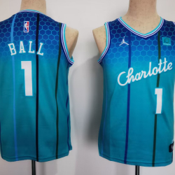 Youth Size LaMelo Ball Charlotte Hornets Jersey Name Number All Stitched Blue