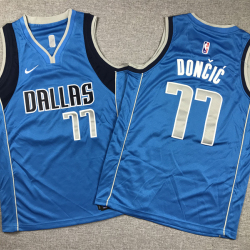 Youth Size Dallas Mavericks Luka Doncic Jersey Name Number All Stitched Blue