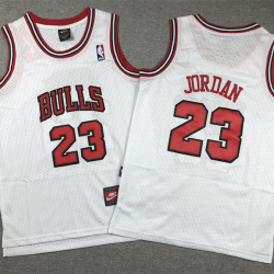 Youth Size #23 Michael Jordan Chicago Bulls Jersey Name Number All Stitched White