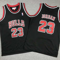Youth Size #23 Michael Jordan Chicago Bulls Jersey Name Number All Stitched Black