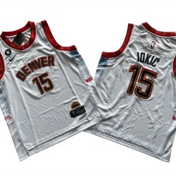 Youth Size Nikola Jokic Denver Nuggets Jersey Name Number All Stitched White