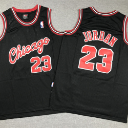 Youth Size #23 Michael Jordan Chicago Bulls Jersey Name Number All Stitched Black