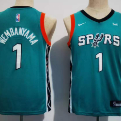 Youth Size Victor Wembanyama #1 San Antonio Spurs Jersey Name Number All Stitched Green