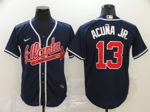Atlanta Braves Ronald Acuna JR Baseball JERSEY navy blue
