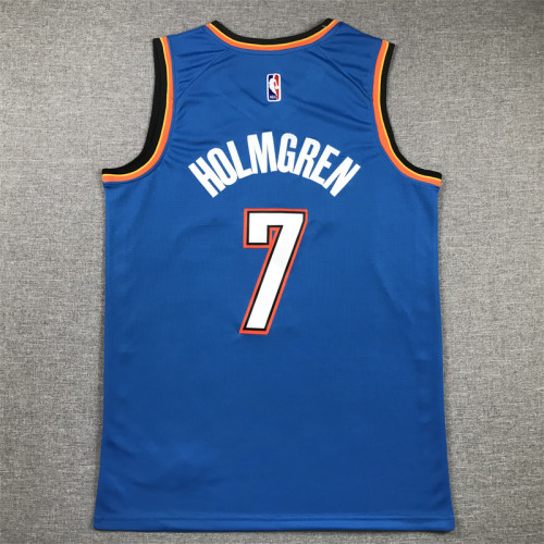 2024 City Edition Vintage Oklahoma City Thunder Chet Holmgren basketball jersey Blue