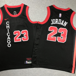 Youth Size #23 Michael Jordan Chicago Bulls Jersey Name Number All Stitched Black
