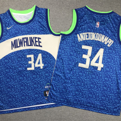 Youth Size Giannis Antetokounmpo Milwaukee Bucks Jersey Name Number All Stitched Blue