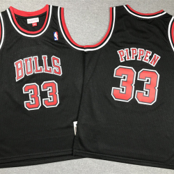 Youth Size #33 Scottie Pippen Chicago Bulls Jersey Name Number All Stitched Black