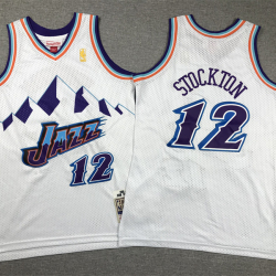 Youth Size john stockton utah jazz Jersey Name Number All Stitched White
