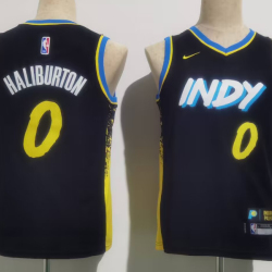 Youth Size INDIANA PACERS #0 Tyrese Haliburton Jersey Name Number All Stitched Black