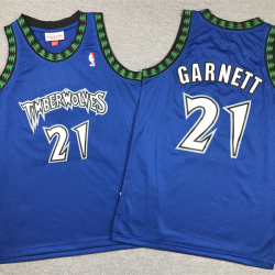 Youth Size Kevin Garnett Timberwolves Jersey Retro Vintage Jersey Name Number All Stitched Blue