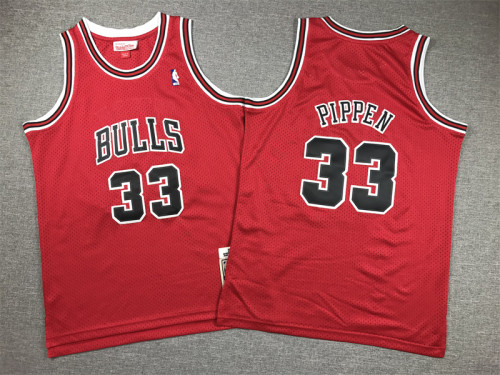 Youth Size #33 Scottie Pippen Chicago Bulls Jersey Name Number All Stitched Red