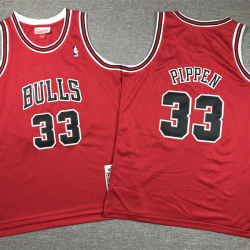 Youth Size #33 Scottie Pippen Chicago Bulls Jersey Name Number All Stitched Red