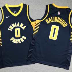 Youth Size INDIANA PACERS #0 Tyrese Haliburton Jersey Name Number All Stitched Navy