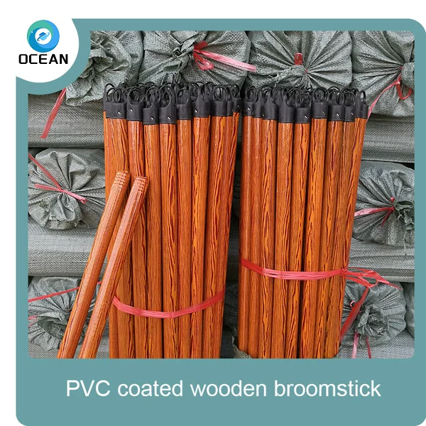 Manufacture factory wood design PVC coated mop handle brush