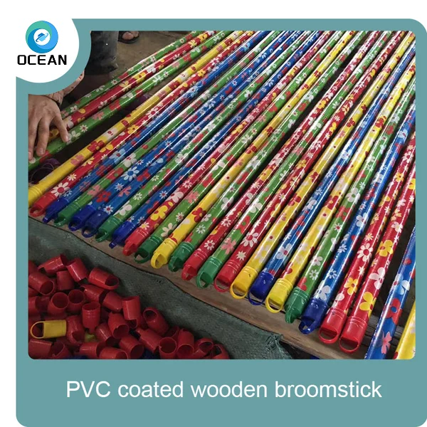Cheap Price PVC Coated Wooden Mop Handle Wood broom stick and dustpan