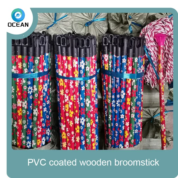 Cheap Price PVC Coated Wooden Mop Handle Wood broom stick and dustpan