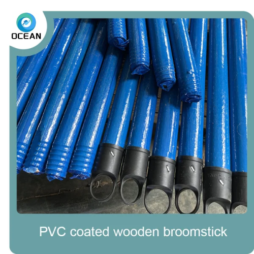 Manufacture factory PVC coated wood broom handle cleaning eucalyptus wood mop sticks