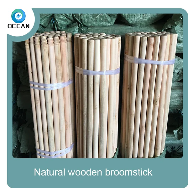High quality Hardwood Broom Handle with Italian screw dome end wooden mop sticks