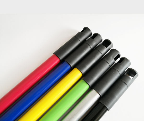 High quality wholesale iron broomstick escoba broom handle Italian thread, different color broom mop metal stick