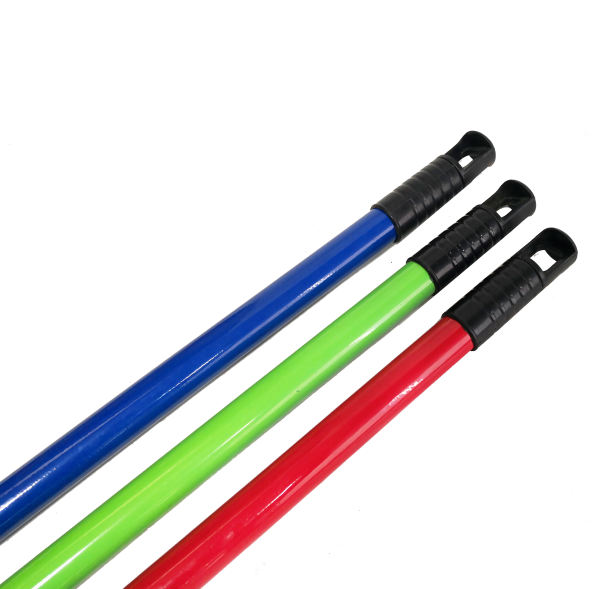 High quality wholesale iron broomstick escoba broom handle Italian thread, different color broom mop metal stick