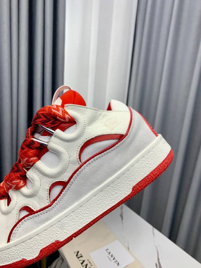 Lanvin Leather Curb sneakers White Red