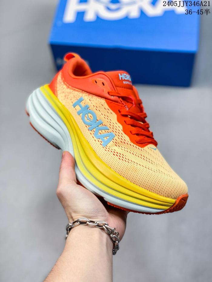 Hoka One One Bondi 8 Puffin's Bill Orange Amber Yellow