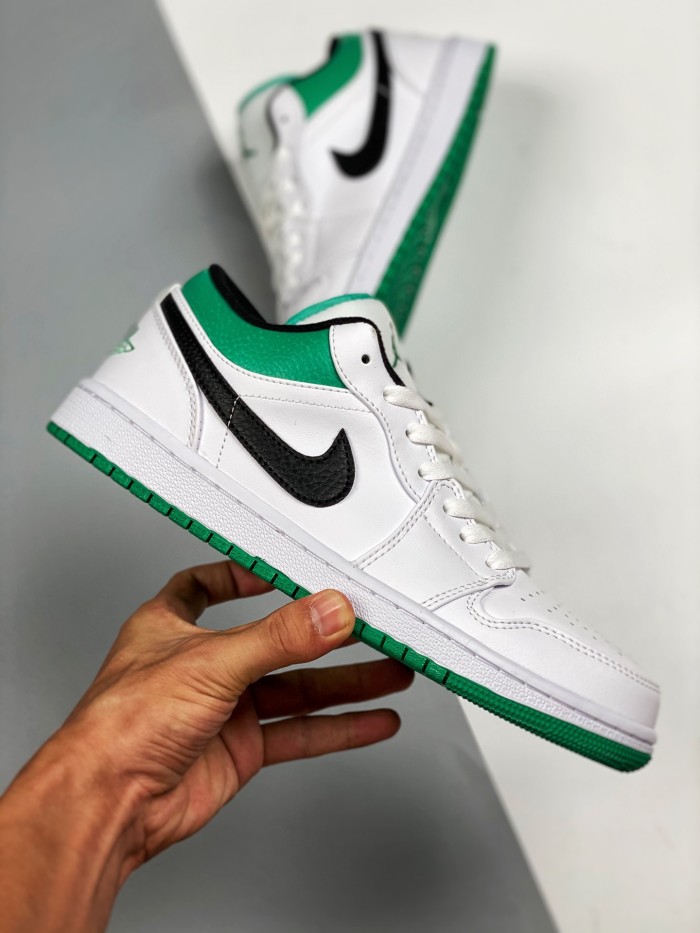 Jordan 1 Low White Lucky Green Black